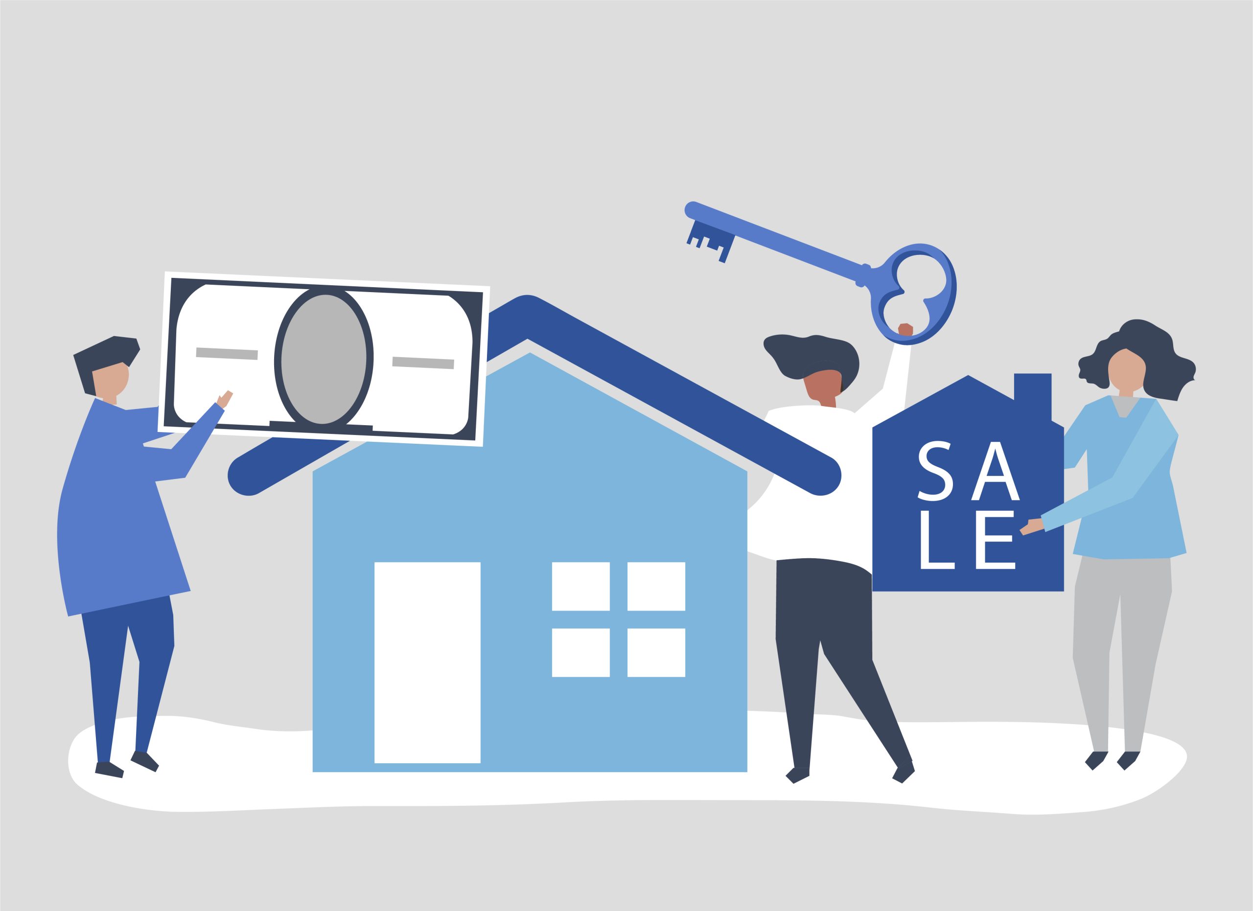 Character illustration of people selling house